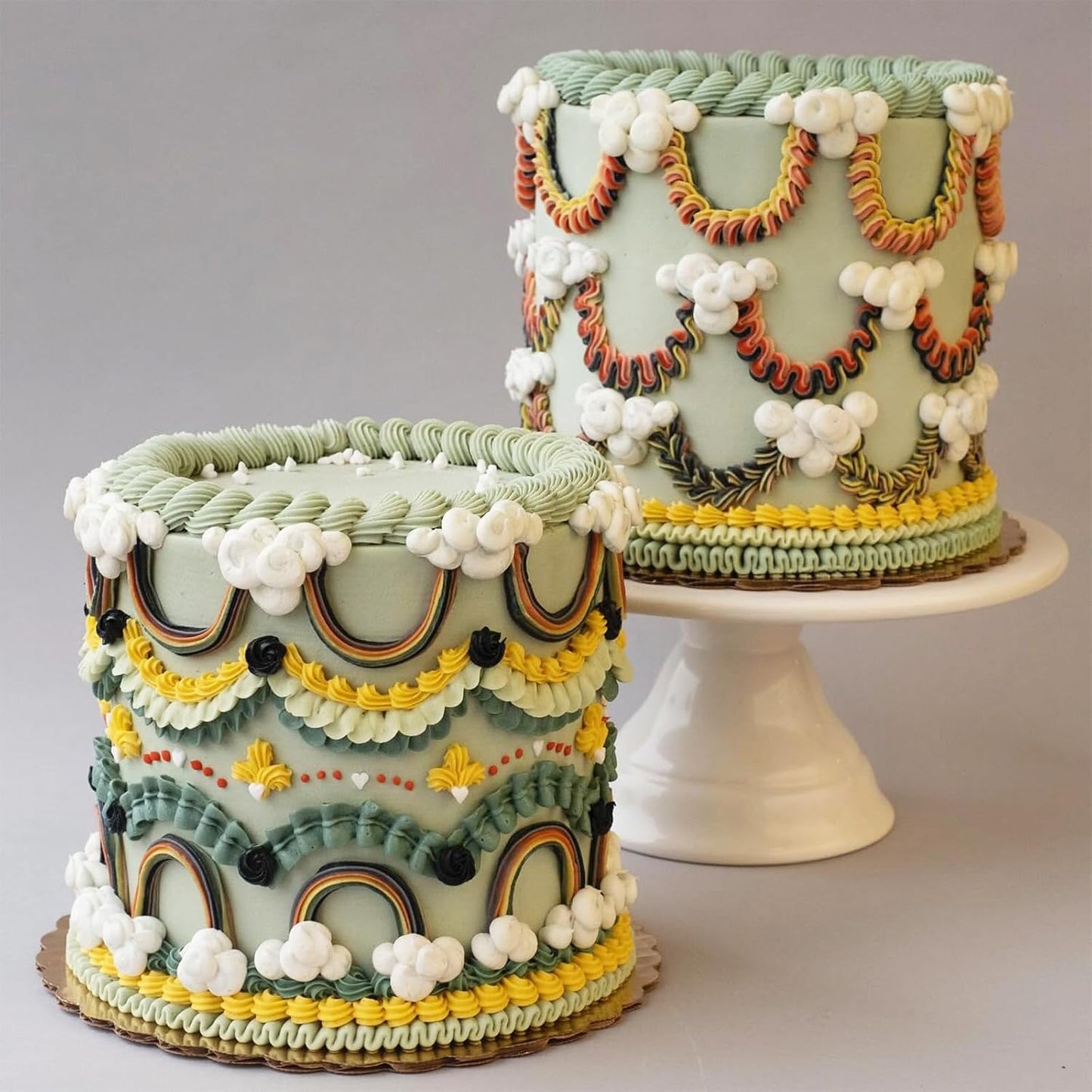 Lambeth Cake Border Fondant Molds, Whipped Cream Shaped Silicone Molds, Cake Decoration Chocolate Baking Molds for Cupcake Topper Mousse Cookie Candy Gum Paste Clay Resin DIY Crafts