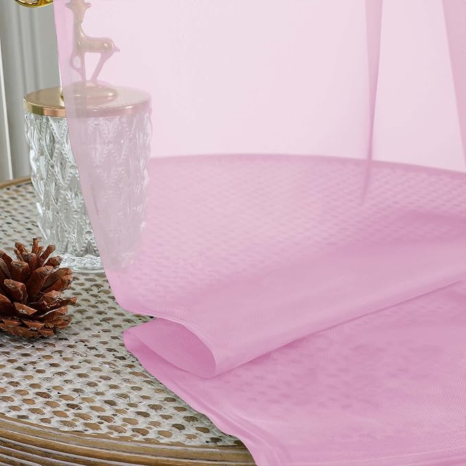 OWENIE Sheer Pink Curtains 108 Inches Long - Image 6