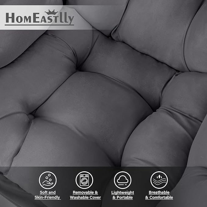 Lazy Chair with Ottoman, Reading Armchair with Armrests and Footrest, Large Modern Lounge Accent Chair with Ottoman, Leisure Sofa Chair for Living Room, Bedroom, Dorm Room (Dark Grey)