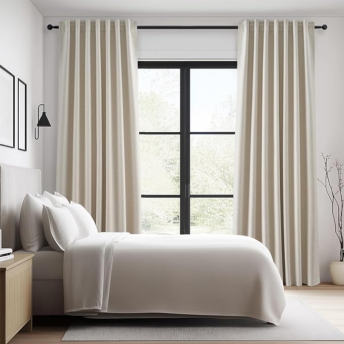 Topfinel Beige Linen Blackout Curtains 84 Inch Long, Modern Black Out Curtains - Image 7