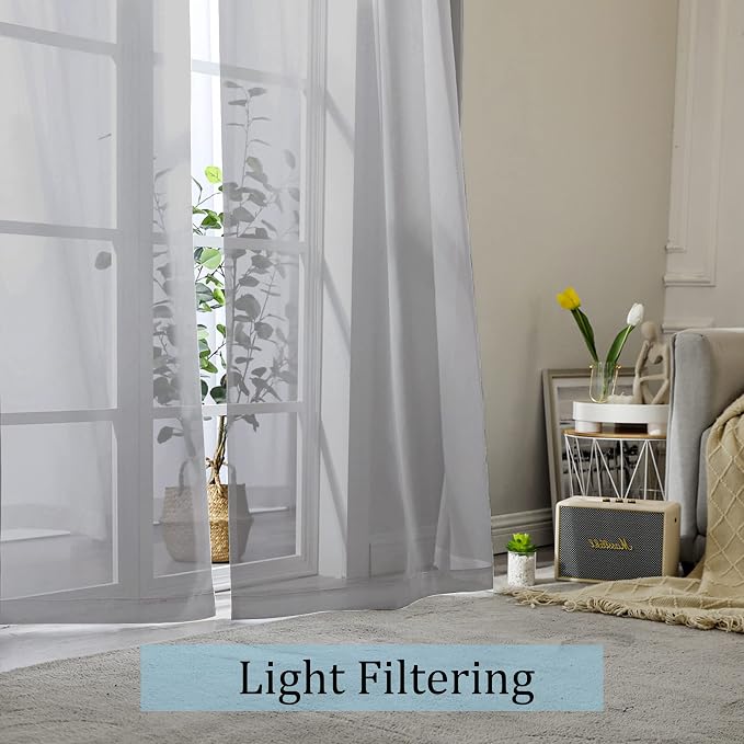 OWENIE Sheer Curtains 96 Inch Length, Elegant Sheer Curtains - Image 3