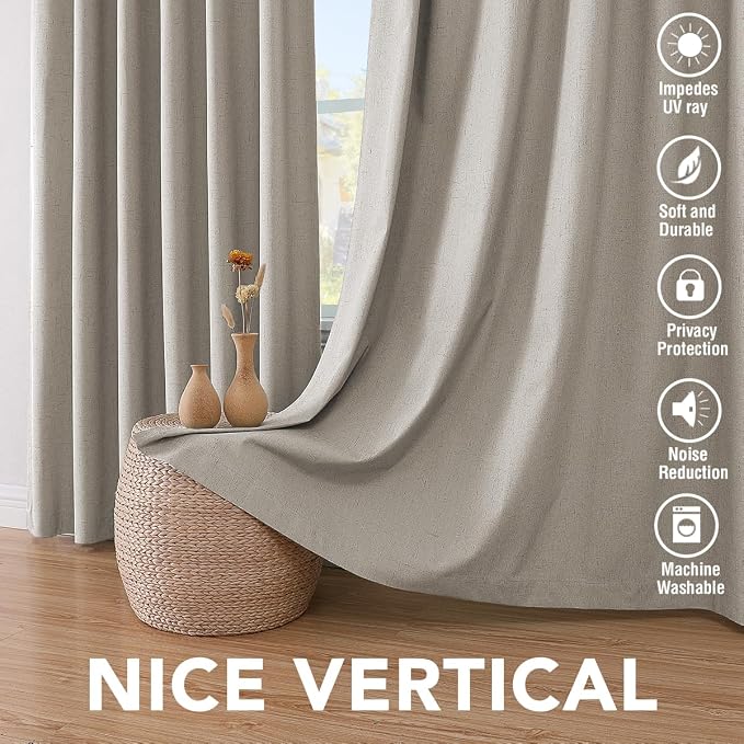 H.VERSAILTEX Linen Blackout Curtains 108 Inches Long 100% Blackout Thermal - Image 7