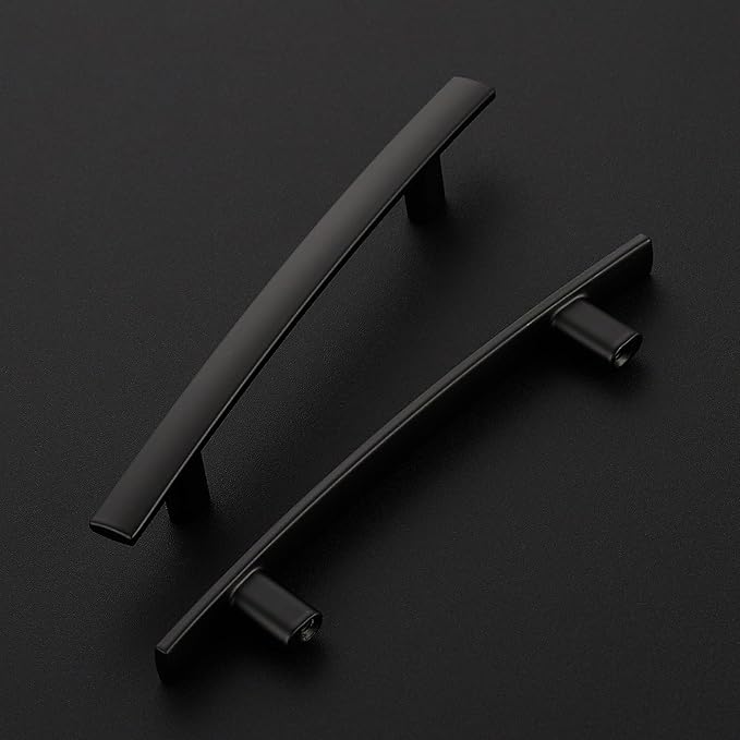 15 Pack Cabinet Handles 4" Hole Center - Curved Cabinet Pulls Black Drawer Pulls for Kitchen Cupboard Solid Hardware for Dresser Drawer Arch Hardware