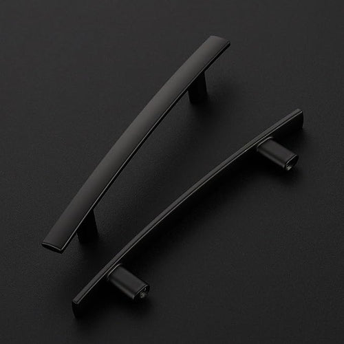 10 Pack Cabinet Handles 4" Hole Center - Curved Cabinet Pulls Black Drawer Pulls for Kitchen Cupboard Solid Hardware for Dresser Drawer Arch Hardware