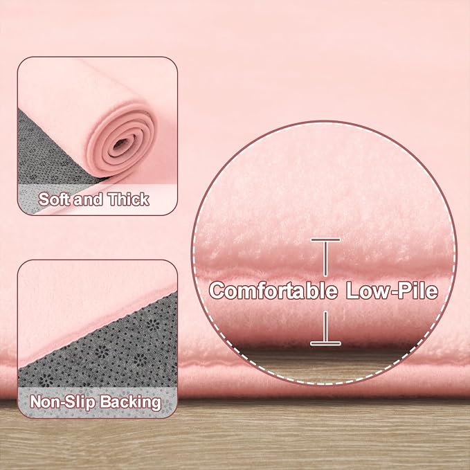 Amearea 4x4 Square Area Rugs for Bedroom Living Room, Modern Pink Thickened - Image 3