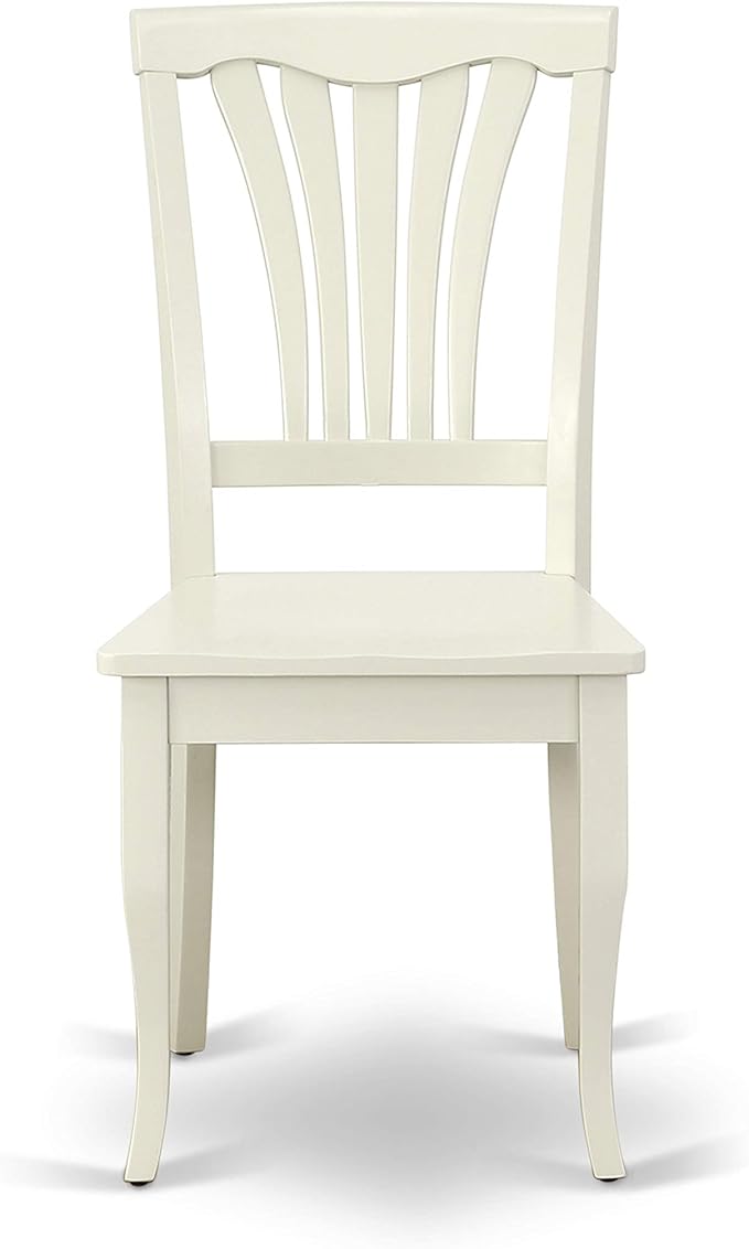 East West Furniture HLAV5-LWH-W 5 Piece Kitchen Table Set for 4 Includes a Round Dining Room Table with Pedestal and 4 Solid Wood Seat Chairs, 42x42 Inch, Linen White