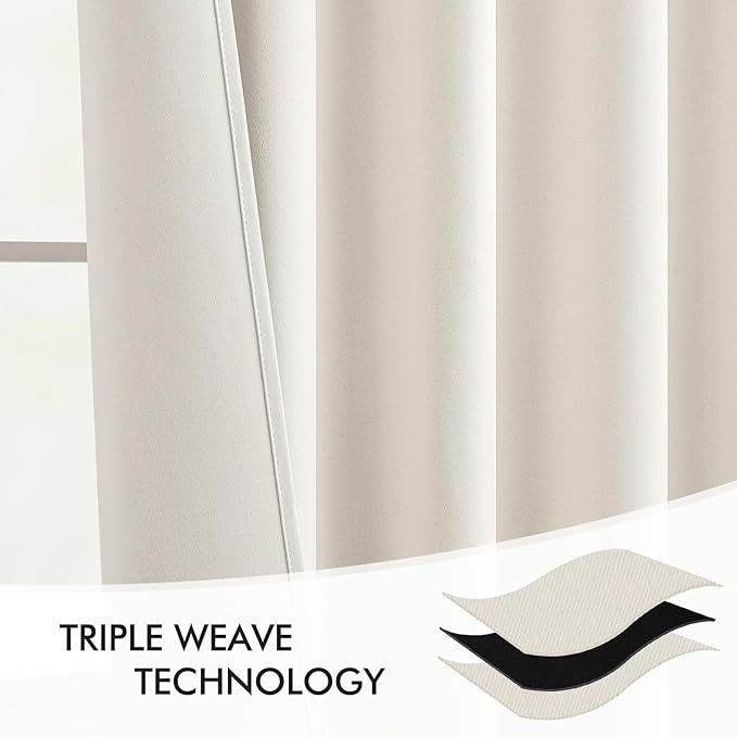 MIULEE Ivory Back Tab Blackout Curtains 90 Inches Long 2 Panels Set - Image 7