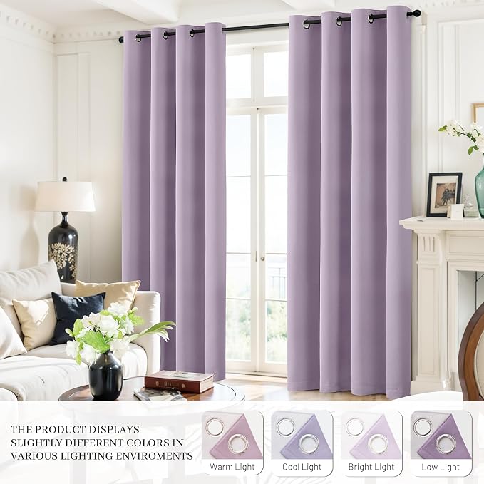 Yakamok Lilac 100% Blackout Curtains 63 Inches Long - Image 7