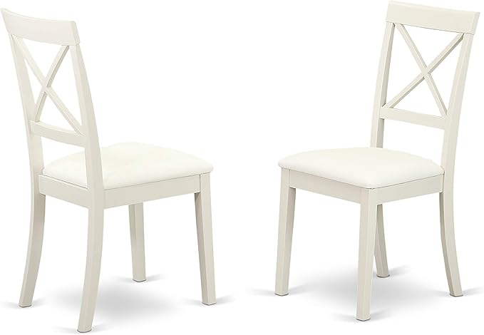 East West Furniture NDBO5-LWH-LC 5 Piece Dinette Set for 4 Includes a Rectangle Dining Room Table with Dropleaf and 4 Faux Leather Kitchen Dining Chairs, 30x48 Inch, Linen White