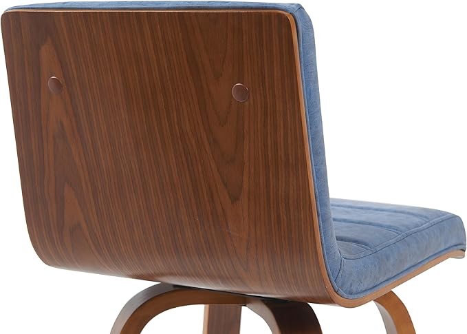 Vienna Modern Counter Height Swivel Bar Stool with Vintage Blue Upholstered Seat and Walnut Finished Wood Frame Set of 2