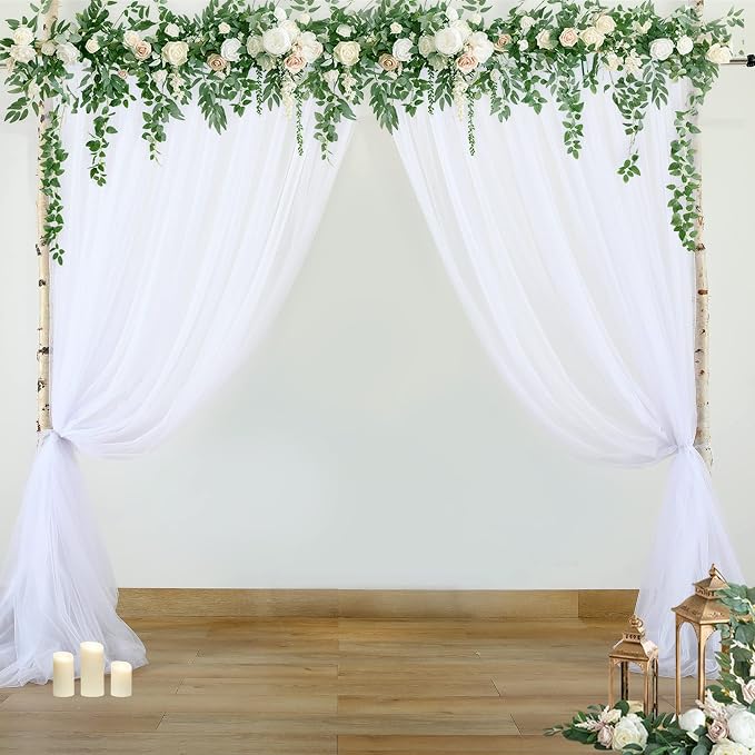 Sheer Backdrop Curtains White Tulle Backdrop Curtain - Image 3
