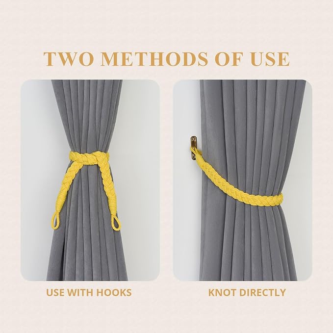 NICEEC 4 Pack Natural Cotton Rope Curtain Tiebacks Elegant Boho Style - Image 5