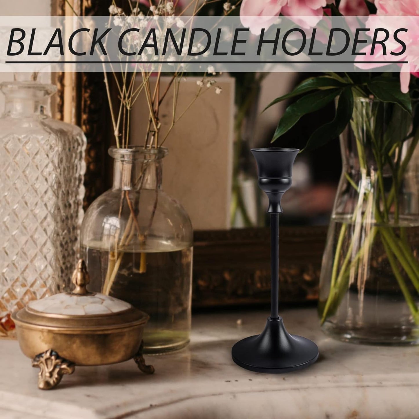 Candlestick Holders,Taper Candle Holder for Candlesticks Black Candelabra Candle Holders Vintage Candle Stick Candle Holder for Fireplace Party Dining Home