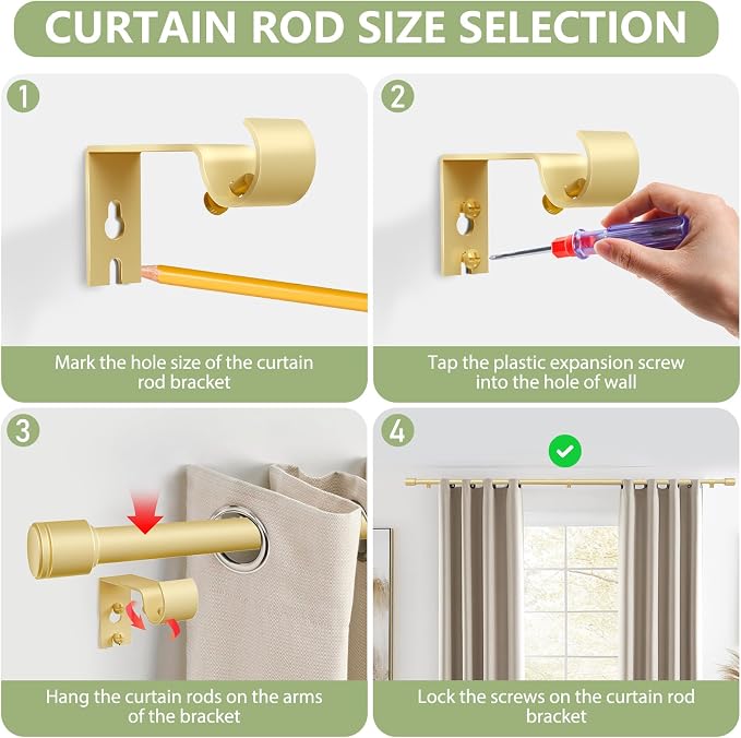 5/8” Diameter Curtain Rods 30-120 Inch, - Image 4