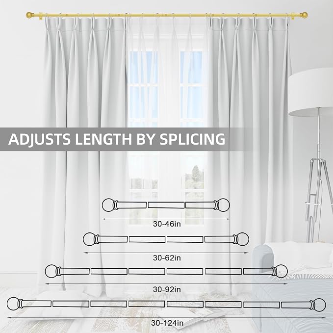 Thestoa Gold Curtain Rods for Windows 30-46 Inch, 5/8" Stainless Steel Small - Image 5