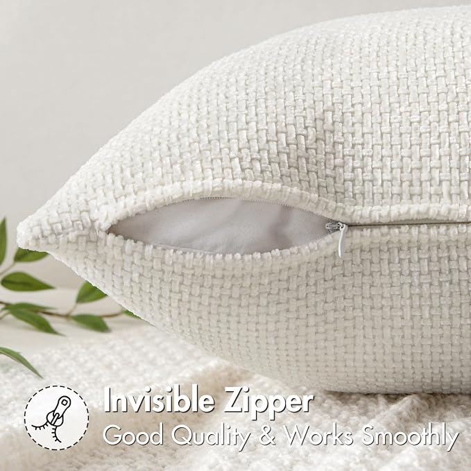 MIULEE Pack of 2 Couch Throw Pillow Covers 18x18 Inch Neutral Pure White Modern - Image 5