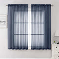 Lecloud Navy Blue Sheer Curtains 63 Inch Length 2 Panels, Rod Pockets Window by Lecloud