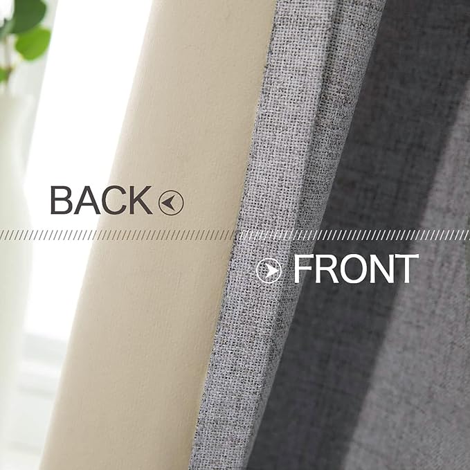 MIULEE Linen Blackout Curtains and Drapes 100% Room Darken Thermal Insulated - Image 6