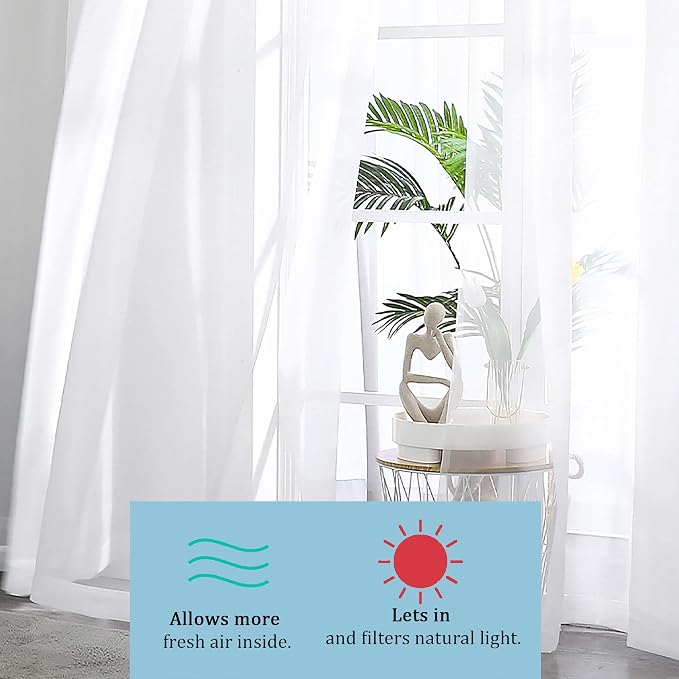 OWENIE Sheer White Curtains 144 inch Extra Long, Elegant and Airy Drapes - Image 7