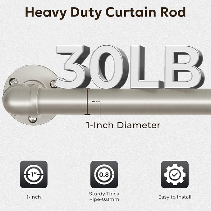 Zeerobee Curtain Rods for Windows 72 to 144, 1 Inch Industrial Wrap Around - Image 4