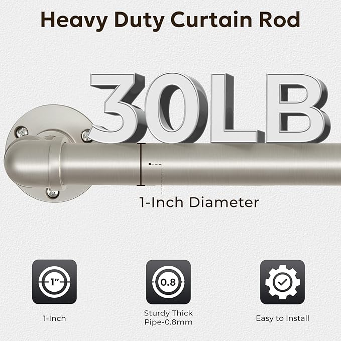 Zeerobee Curtain Rods for Windows 32 to 72, 1 Inch Industrial Wrap Around - Image 4