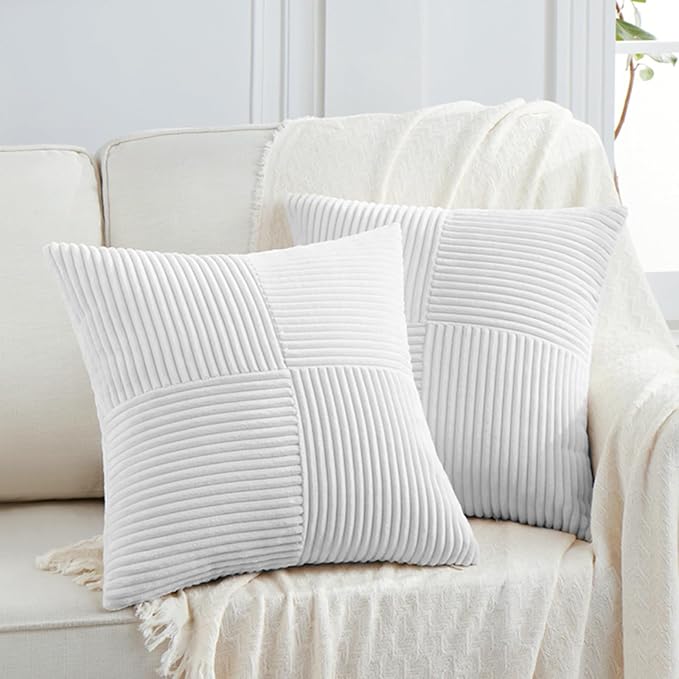Fancy Homi 2 Packs White Samll Decorative Throw Pillow Covers 12x12 Inch by Fancy+Homi