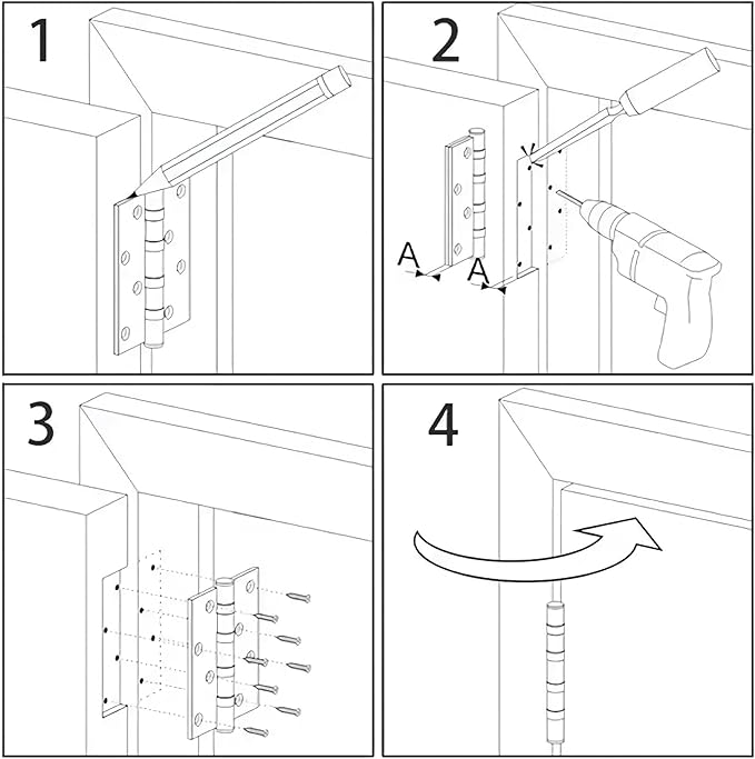 Rounded Door Hinges 3-1/2" x 3.5 inch, 5/8 Radius, Matte Black 3 ½ Inch 12 Pack