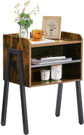 VECELO Nightstand Industrial Side End Table/Stackable Accent Furniture with 2-Tier Open Storage Compartments for Bedroom,and Small Spaces