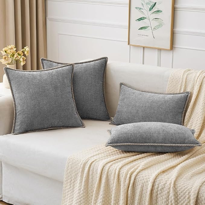 MIULEE Pack of 2 Couch Throw Pillow Covers 20x20 Inch Dark Gray Farmhouse - Image 5