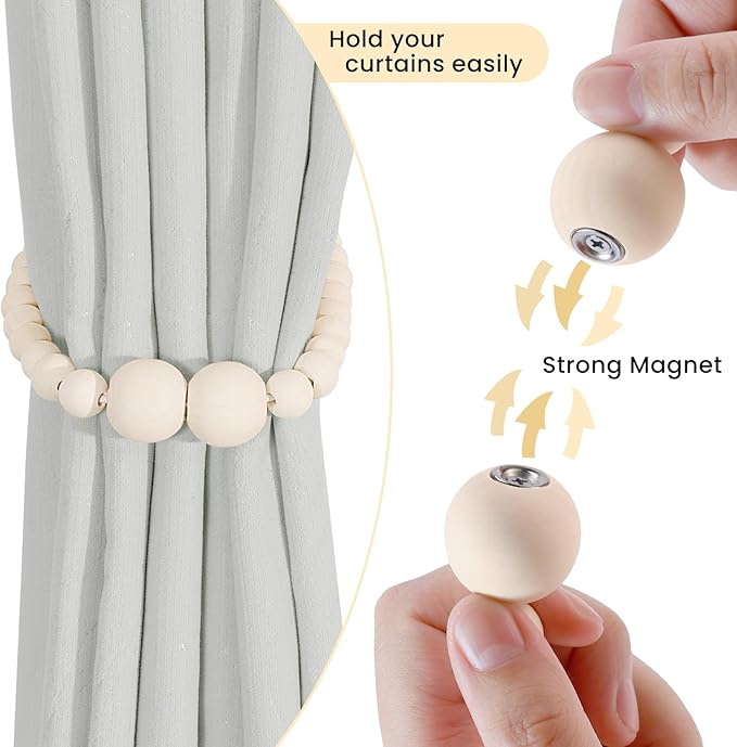 Magnetic Curtain Tiebacks, 2 Pack Curtain Holdbacks - Image 2