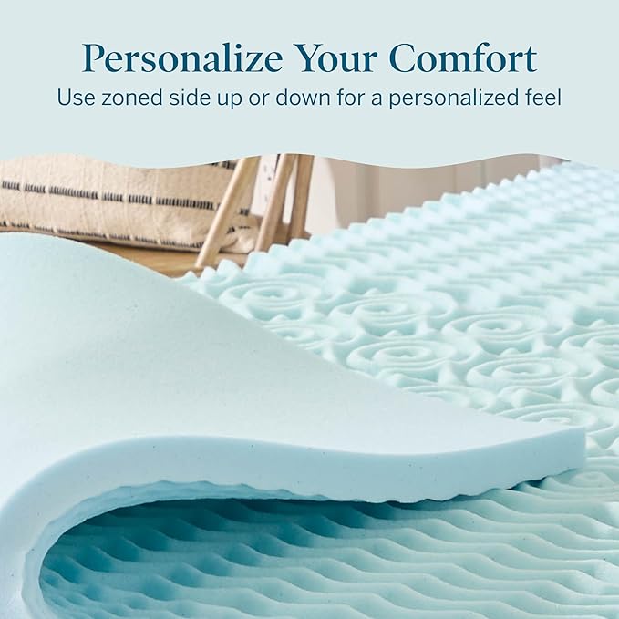 LUCID Gel Infused Memory Foam Mattress Topper – 2 Inch Mattress Topper – 5 Comfort Zones Relieve Pressure – CertiPUR-US Certified Foam - California King