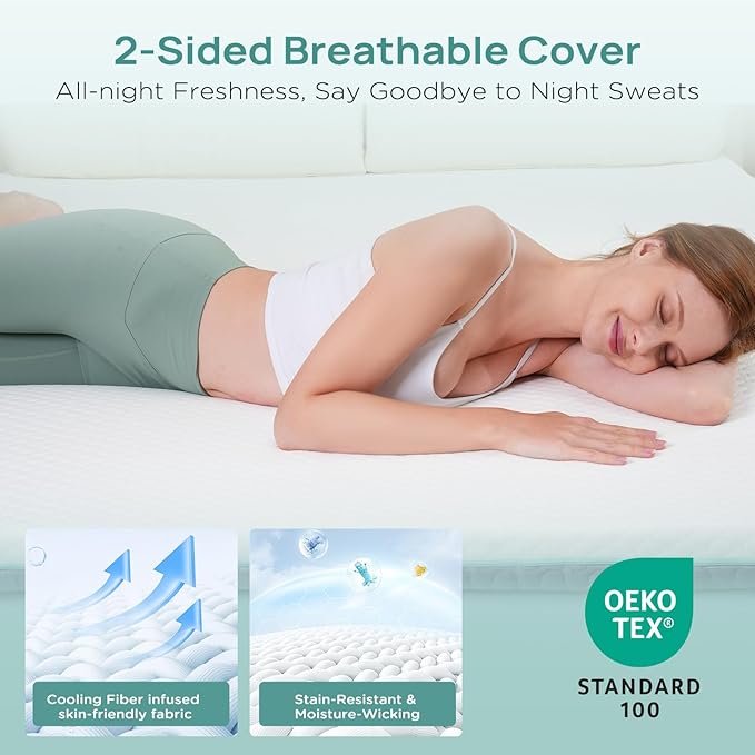 3 inch Firm Twin XL Mattress Topper for College Dorm, Memory Foam Bed Topper with Soft & Firm Options for Back Pain Relief, Mattress Topper with 2-Sided Cover, CertiPUR Certified, Dorm Bed