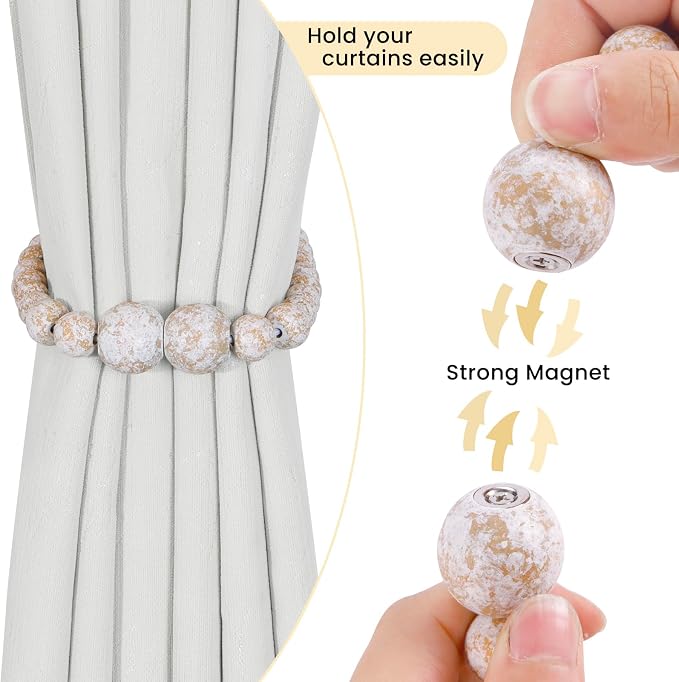 Magnetic Curtain Tiebacks, 4 Pack Curtain Holdbacks - Image 2