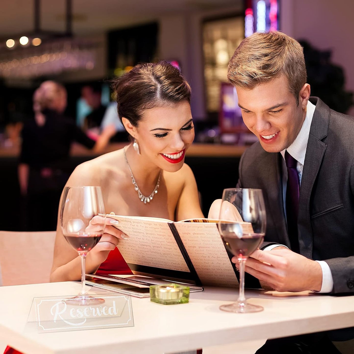 16 Pieces Reserved Sign Acrylic Clear Reserved Table Tent Signs Table Number Holders for Wedding Printed Seating Reservation Restaurant Business Office Meeting Party (White)