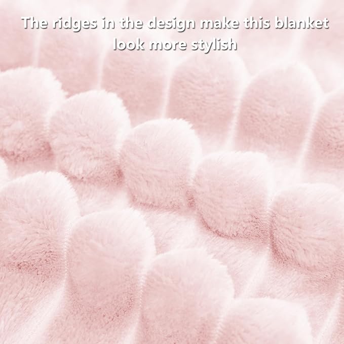HIMEET Pink Ribbed King Size Blanket - Image 8
