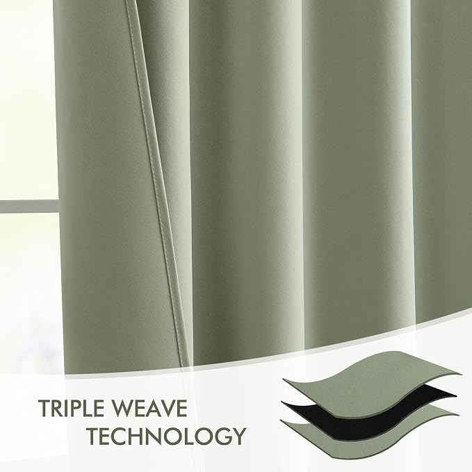 MIULEE Sage Green Back Tab Blackout Curtains 84 Inch Length 2 Panels Set - Image 7
