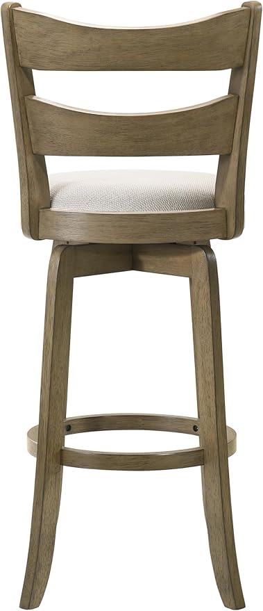 Armen Living Blair 30 in. Putty Brown Bar Height Rubberwood Swivel Barstool with Cream Fabric Seat - Set of 2
