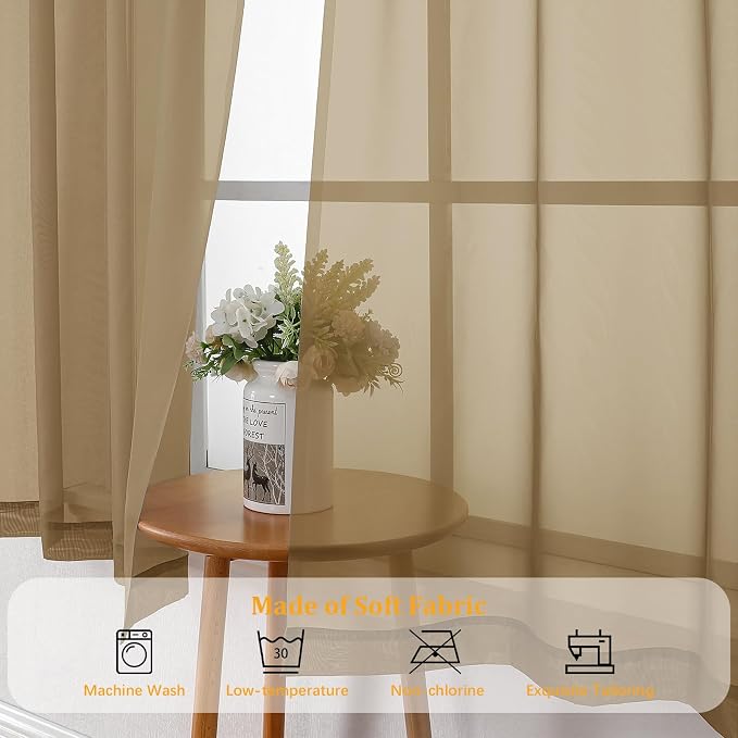 Gwine Taupe Sheer Curtains 63 Inch Length - Image 7