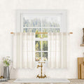 LAMIT Semi Sheer Cream Linen Curtains 36 Inch Length 2 Panels, Light Filtering by LAMIT