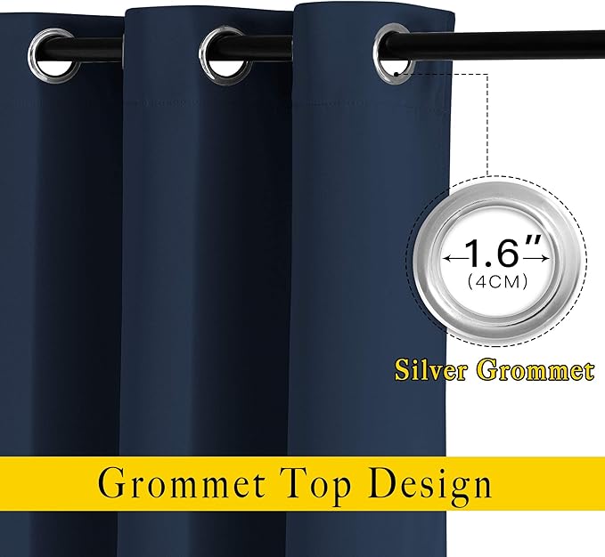 NICETOWN Navy Curtains 96 inches Long, Grommet Thermal Insulated Blackout - Image 2