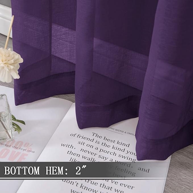 Tollpiz Sheer Curtains Living Room Linen Textured Curtain Sheers Light - Image 4