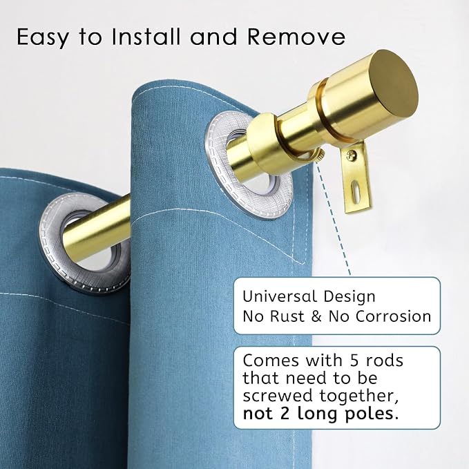 Byondeth Curtain Rods for Windows 16 to 88 Inches Adjustable Length 1 Inch - Image 2