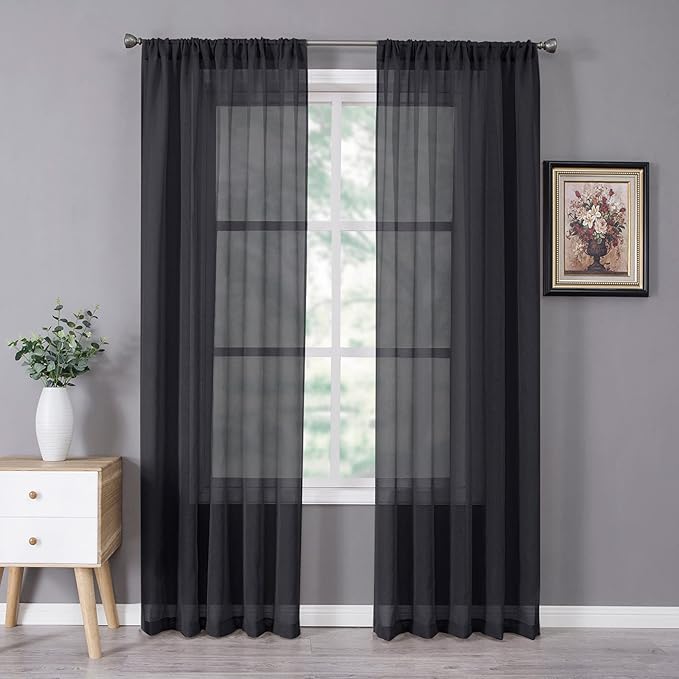 Tollpiz Sheer Curtain Linen Textured Living Room Curtains Sheer Light Filtering by Tollpiz