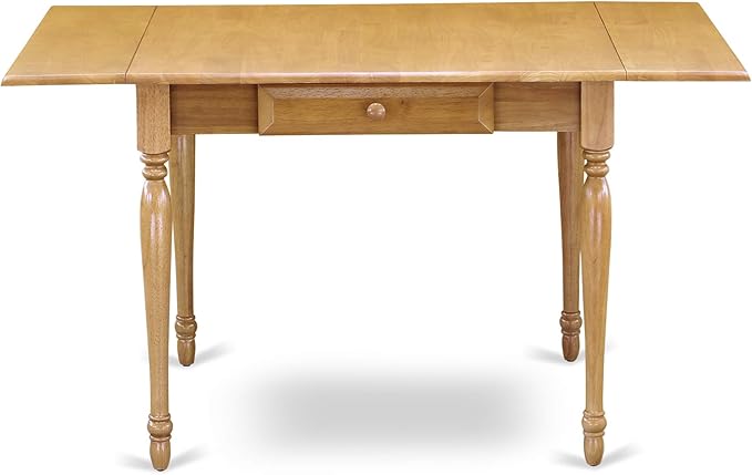 East West Furniture MZNO3-OAK-W 3 Piece Kitchen Table Set for Small Spaces Contains a Rectangle Dining Room Table with Dropleaf and 2 Solid Wood Seat Chairs, 36x54 Inch, Oak