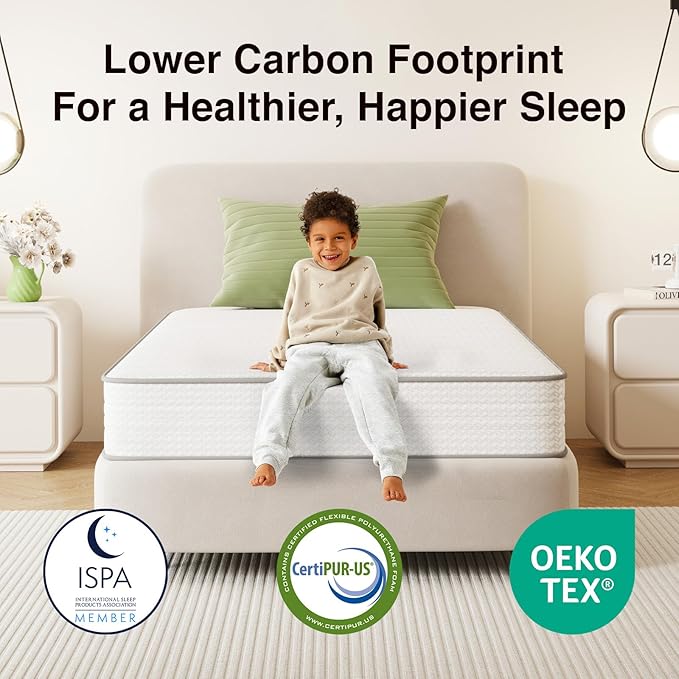 Novilla Queen Mattress, 6 Inch Queen Size Mattresses in a Box with Smarts™ Coil for Pressure Relief, Medium Firm Foam and Spring Hybrid Colchones with CertiPUR-US Certified for Kids