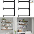 Industrial Pipe Shelf Brackets Wall Mount, Open Black Pipe Shelving for Kitchen,Floating Shelf Brackets Mount,Open Bookshelf Brackets for Shelves,Wall Shelves 12 Inch Deep,(2PcsX3Tier,32" Tall)