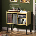 Record Player Table, Mid-Century Record Player Stand with Vinyl Storage Hold Up to 150+ Albums, Vinyl Record Cabinet with Adjustable Shelves, Wood Turntable Stand for Music Living Room (Walnut)