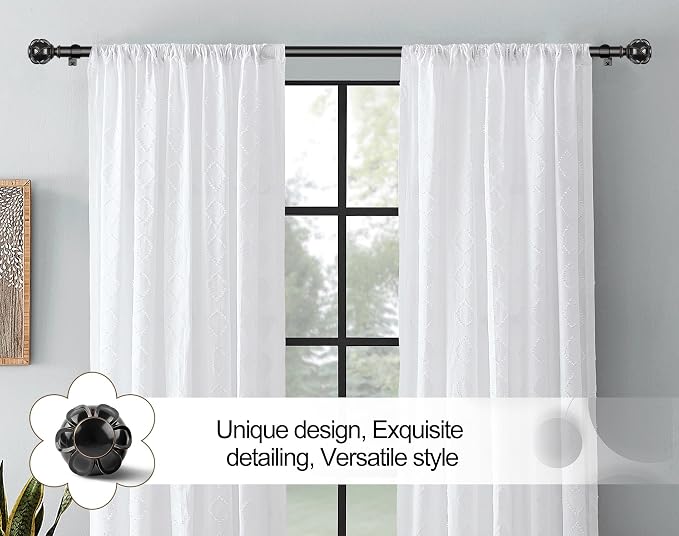 KAMANINA Curtain Rods for Windows 48 to 84 Inch, 7/8 Inch Single Decorative - Image 3