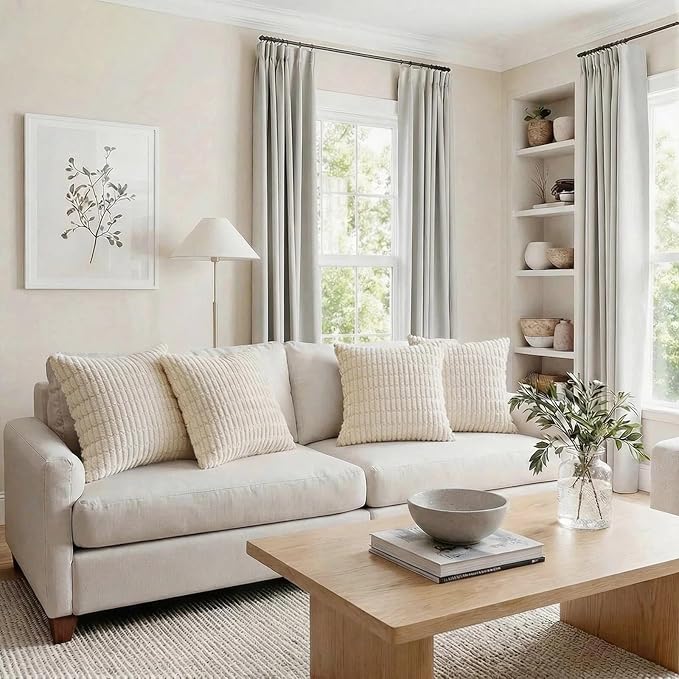 Fancy Homi 4 Packs Boho Cream Decorative Throw Pillow Covers 18x18 Inch - Image 6