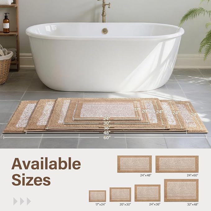 70x24 Long Bathroom Rugs Washable Non Slip, Soft Absorbent Quick Dry Mats - Image 6